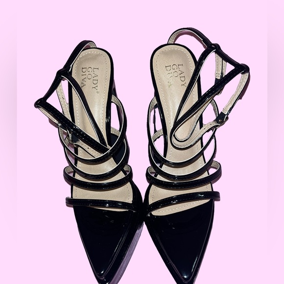 Strappy Platform Black Heels - Picture 4 of 4